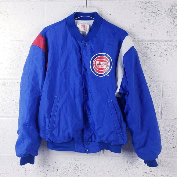 Vintage Other - Vintage 90's Detroit Pistons NBA Snap Front Bomber Jacket Windbreaker Blue Large